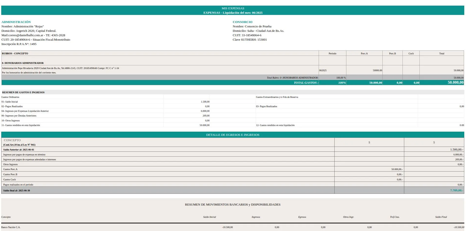 Sistema de Liquidación de Expensas por coeficiente - KM44 Cloud